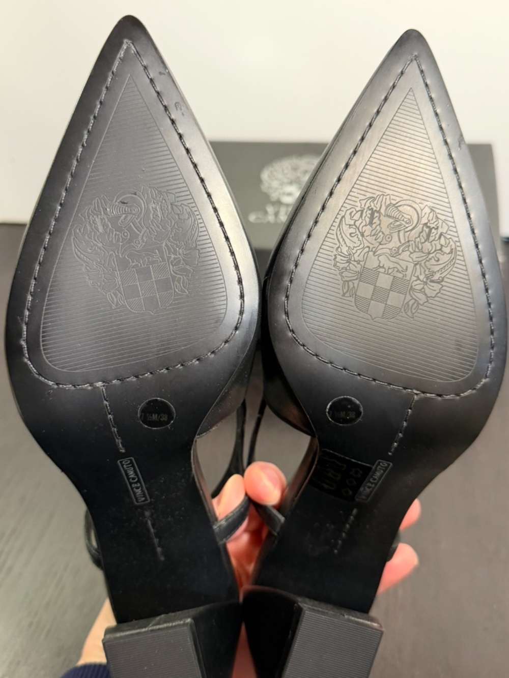 Vince Camuto Sindree Napa Leather Slingback Pumps Heels Shoes Black Womans 7.5M - Picture 10 of 16